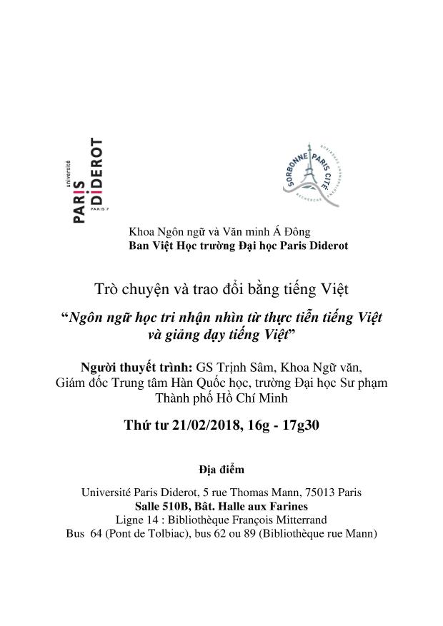 Conf &amp; Séminaires VN TS Février 2018